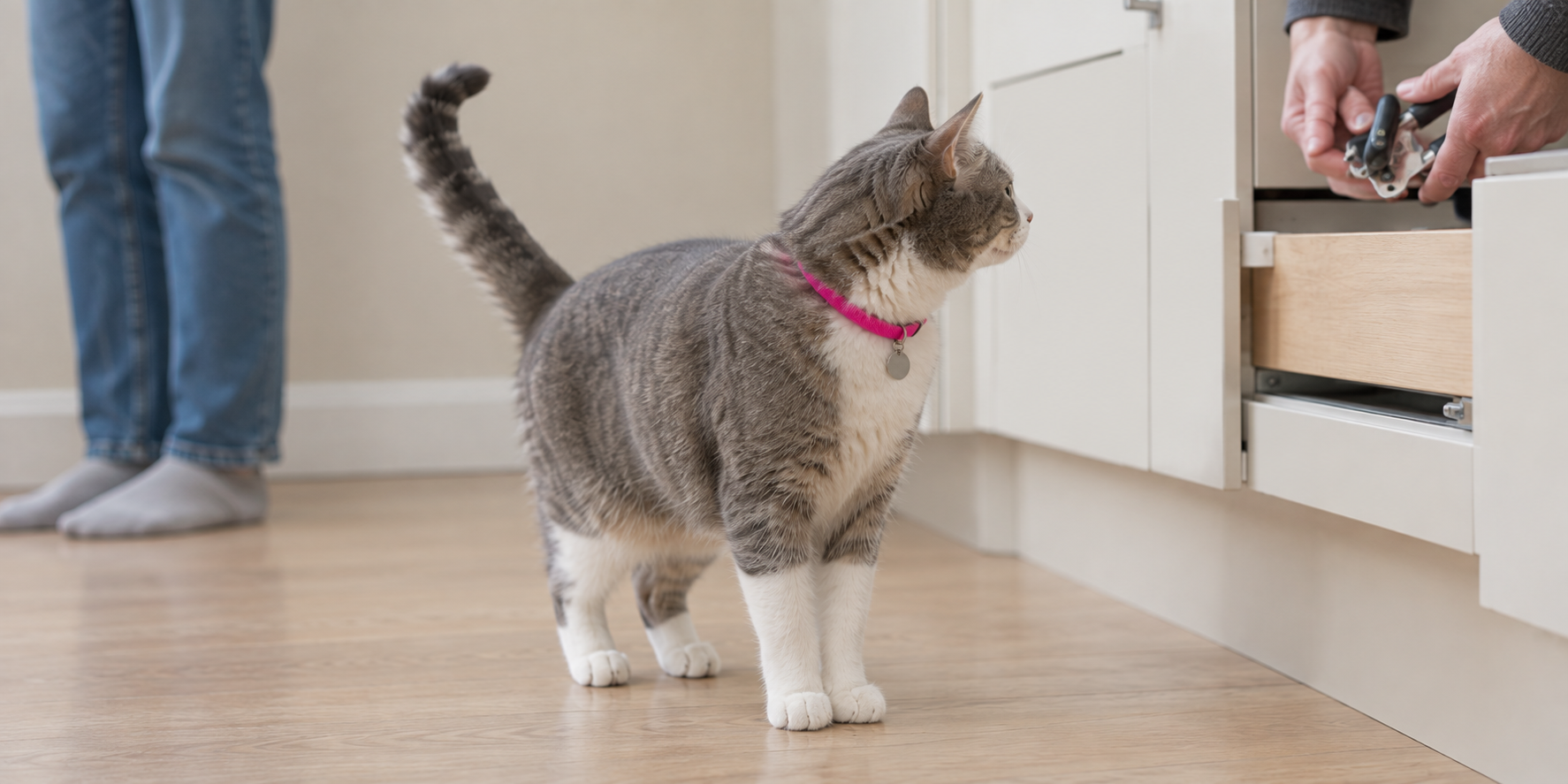 The sound she already answers to Cat turned away toward a kitchen drawer at the sound of a can opener, ignoring the person behind